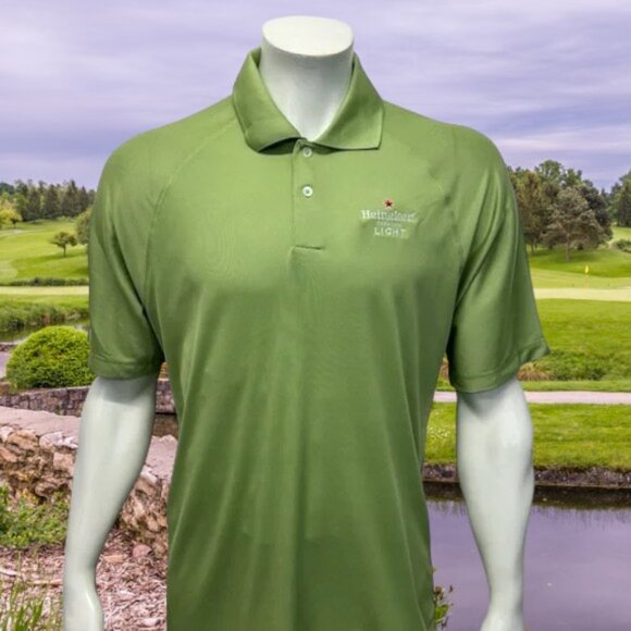 NWT Heineken Premium Light Beer Adidas Climacool Mesh Vented Golf Polo Shirt MD - Picture 2 of 14